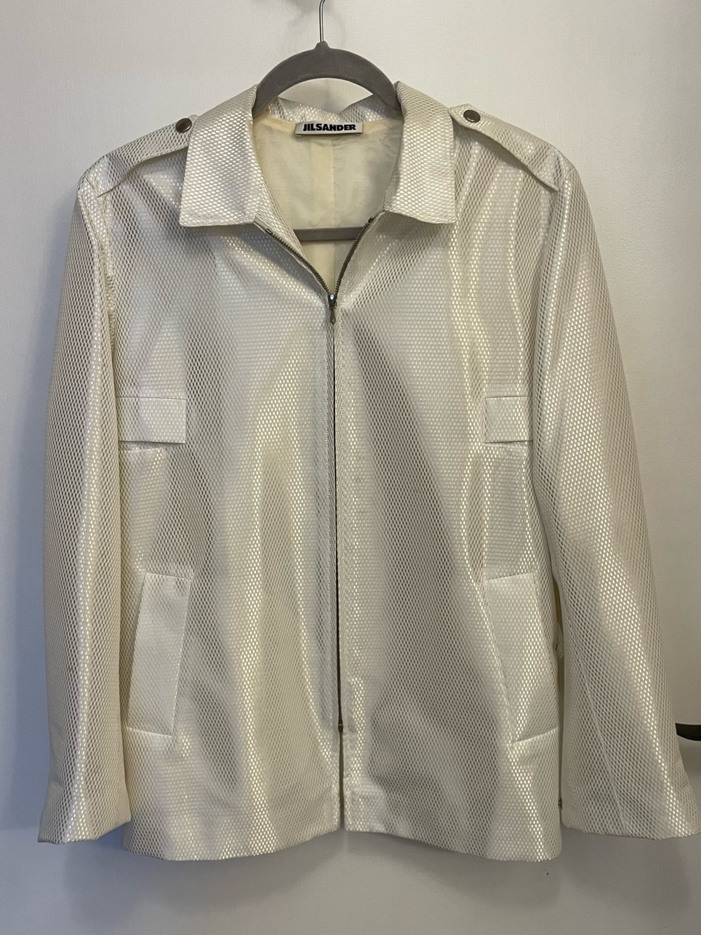Jil Sander Women’s Off-White Textured Zip Jacket
